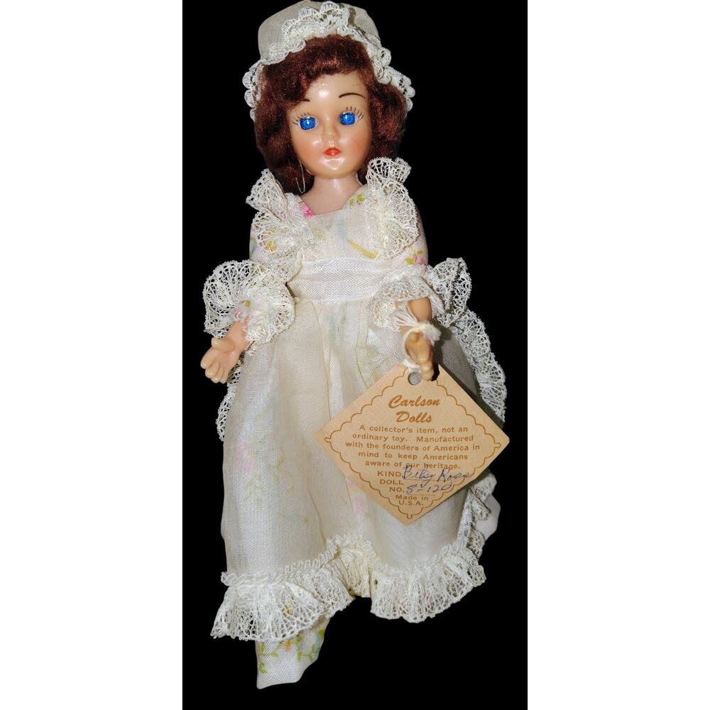 Vintage Carlson Dolls Betsy Ross Collectors in Red Curly Hair White Floral Dress